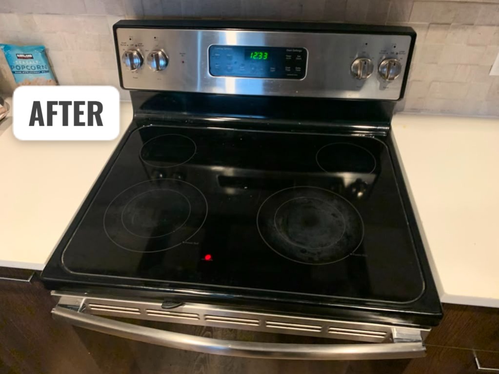 Electric glass cooktop after professional repair and restoration
